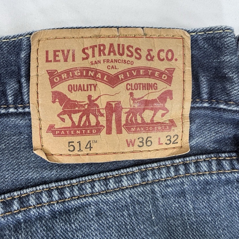 Levi's 514 Men's Jeans 36x32 Straight Fit Medium Wash Blue Denim Classic - Picture 10 of 14